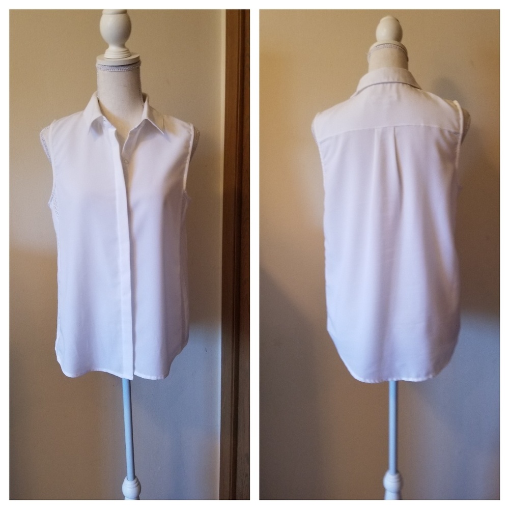 Calvin Klein EUC white sleeveless blouse sz sm